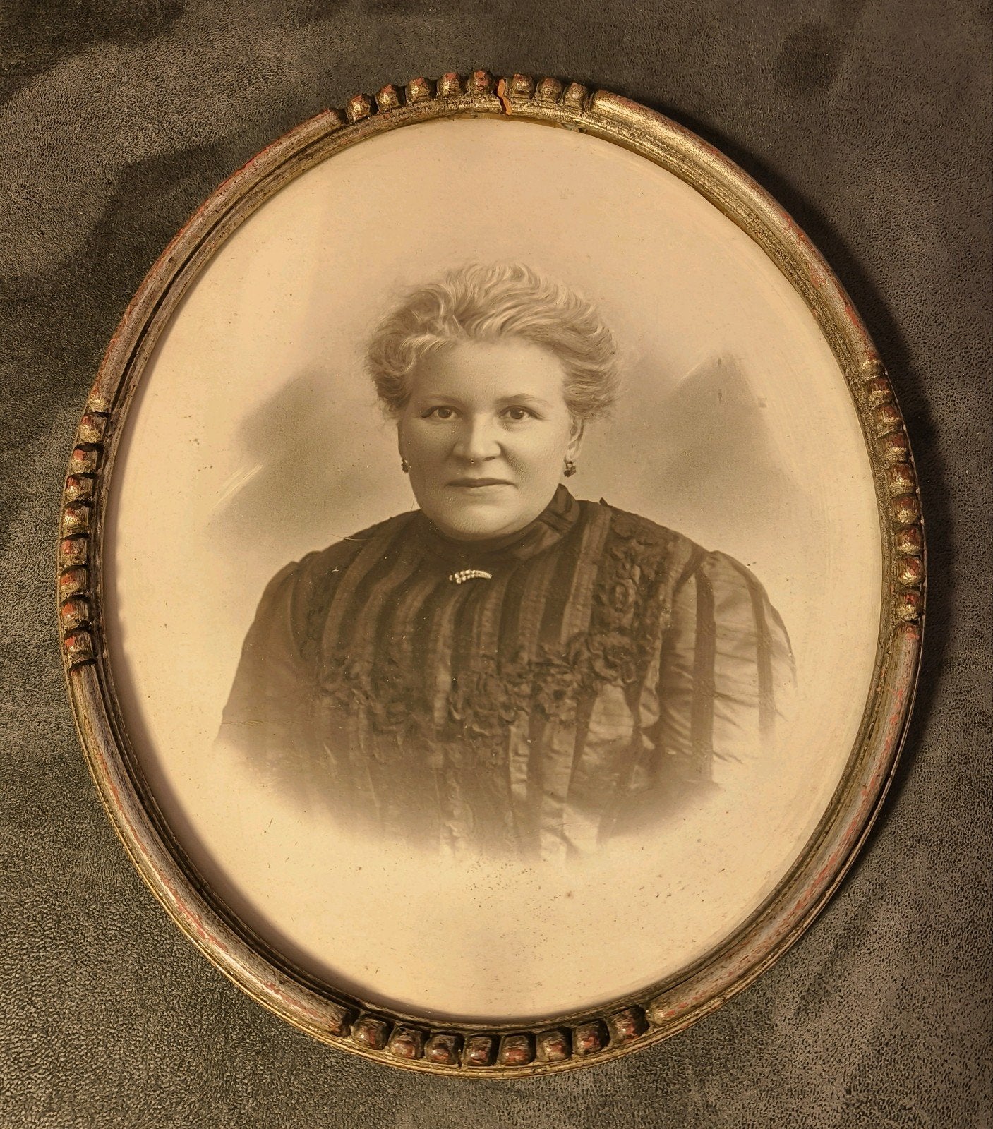 oude sepia foto in kader, Verzamelen, Ophalen of Verzenden, Foto