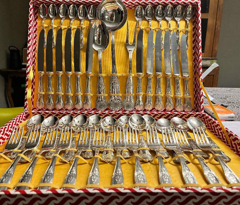 51-delige Verzilverde Bestekcassette, Ophalen, Overige materialen, Gebruikt, Verzilverd
