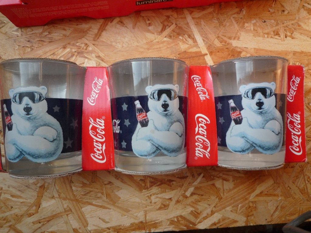 Coca cola glazen set van 3 stuks - meer dan 25 jaar oud, Ophalen, Nieuw