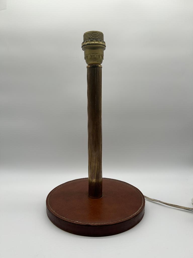 Bureaulamp uit de jaren 50 - messing/leer, Ophalen of Verzenden