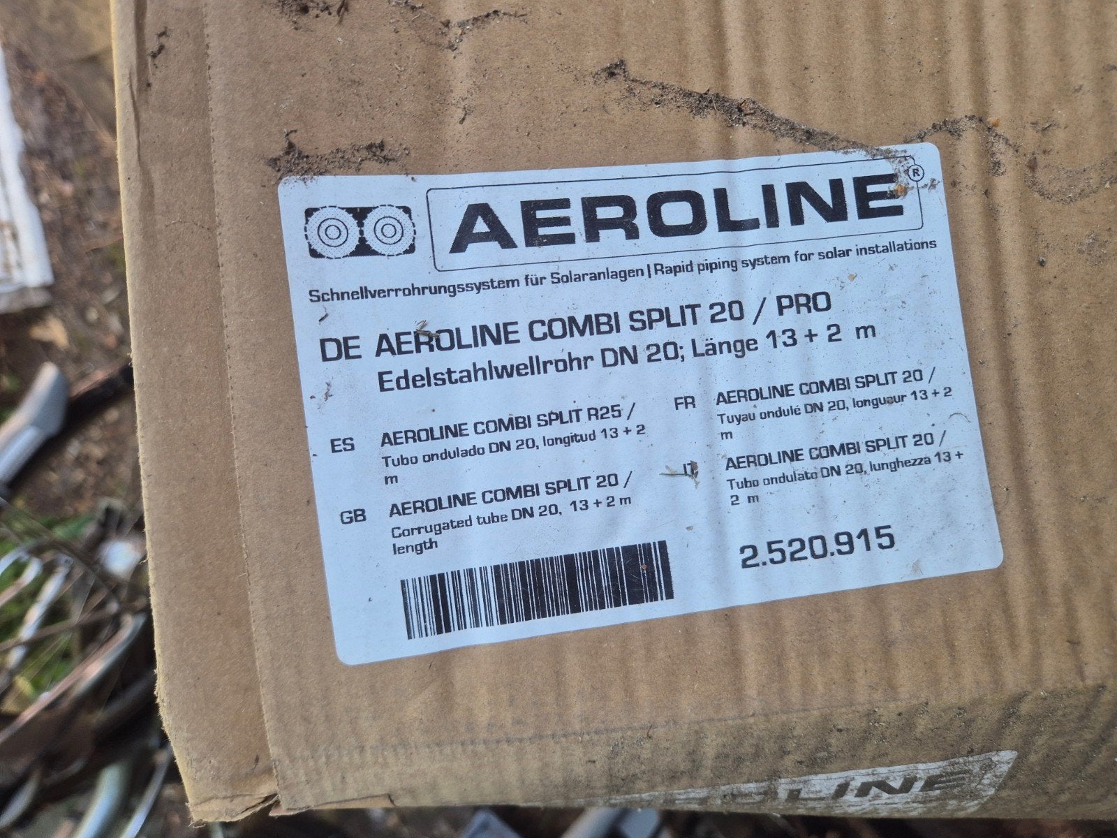 Aeroline DN20 solarleiding 13+2m + bevestigingsklemmen, Enlèvement, Neuf