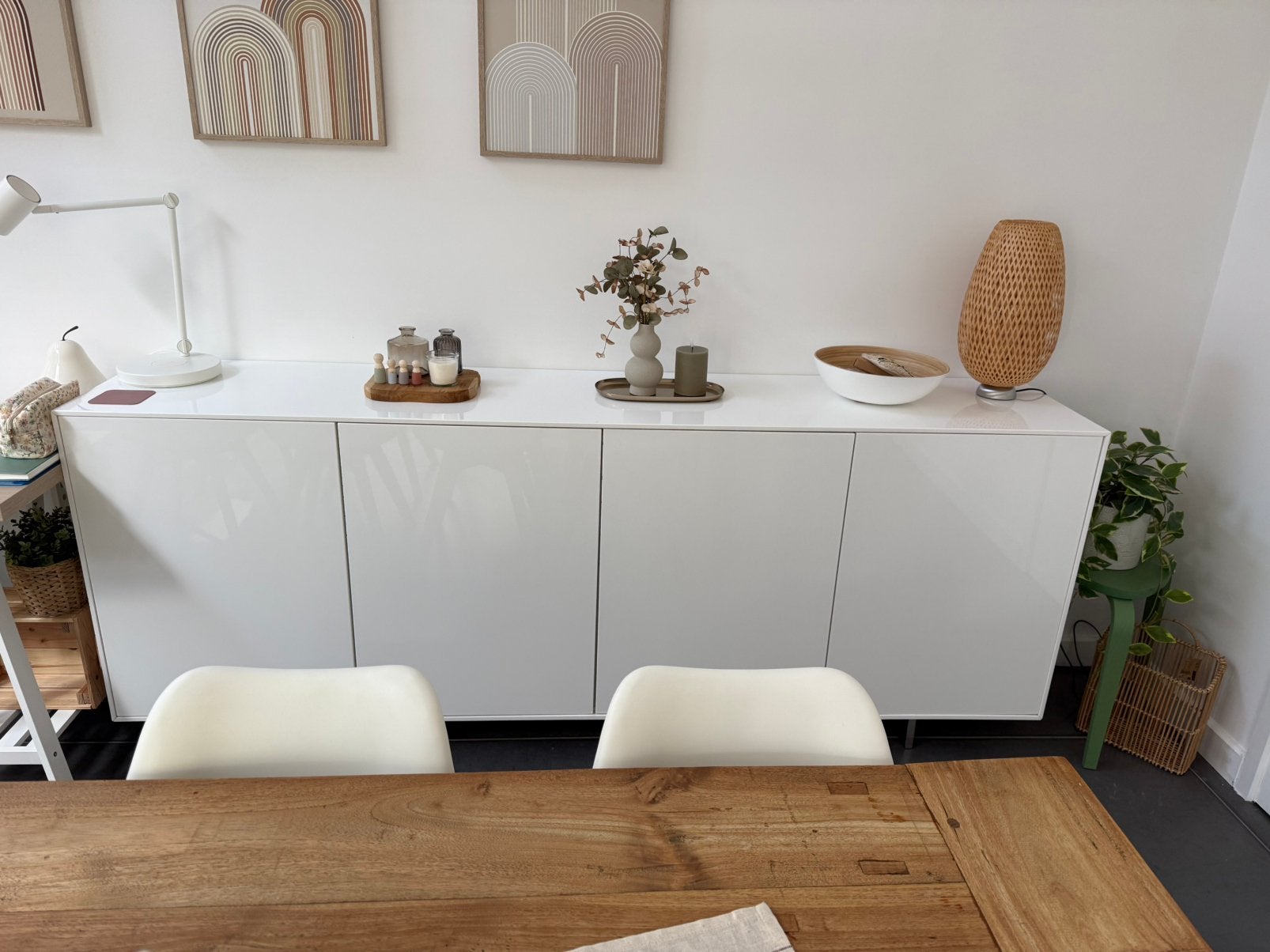 Buffet à portes blanches brillantes, 25 à 50 cm, 200 cm ou plus, Enlèvement, Utilisé