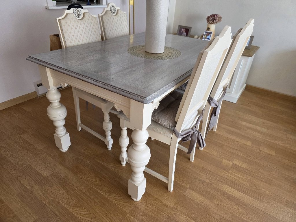 Massief houten tafel met stoelen te koop, Ophalen