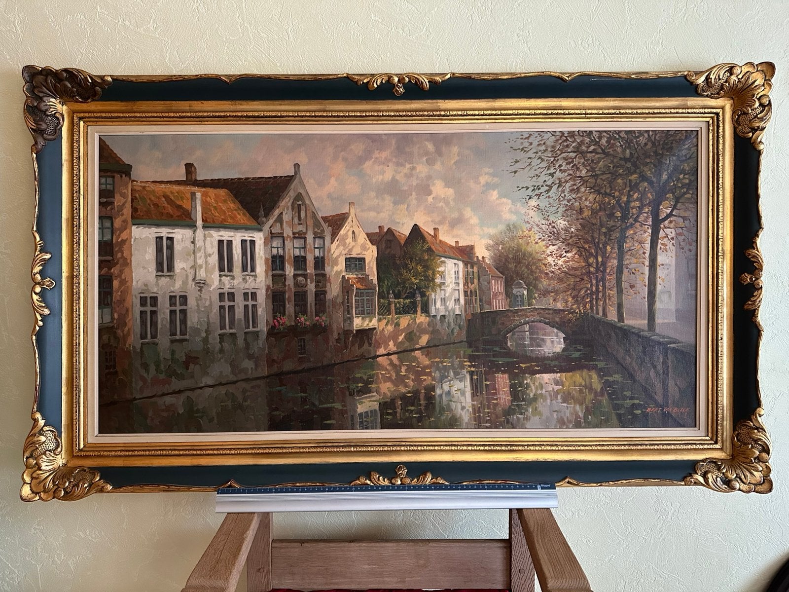 Bert Van Bulck  groot schilderij, Antiquités & Art, Enlèvement, Signé, Paysage urbain / rural