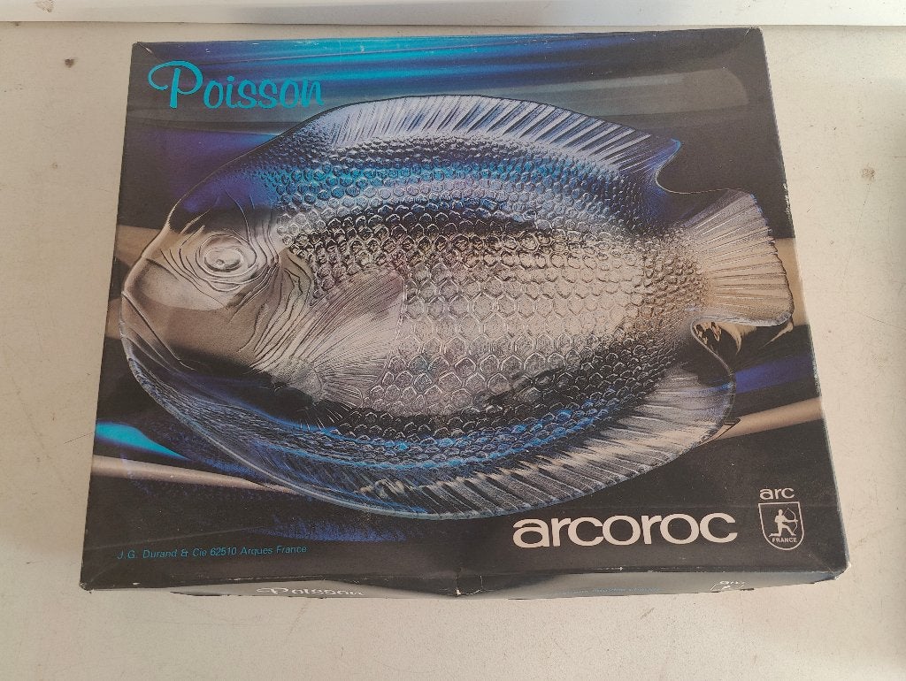 Vintage Arcoroc Poisson glazen visschaal - J.G. Durand & Cie, Enlèvement ou Envoi, Maison et Meubles