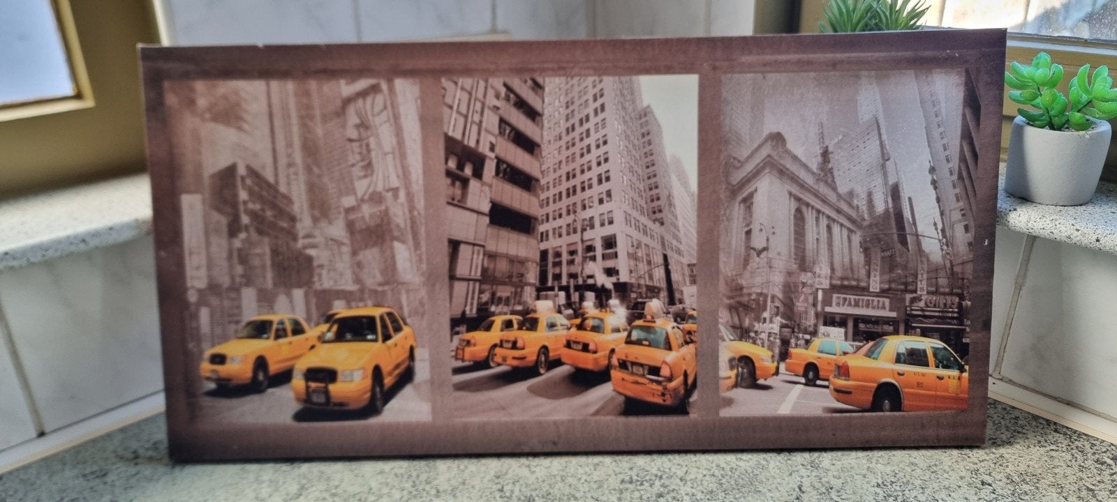 Canvassen taxi's (yellow cab) 5 stuks, Enlèvement, Utilisé, Imprimé