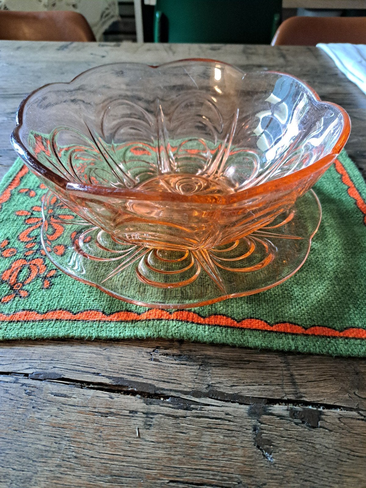 Vintage glazen pot met schaal, Ophalen