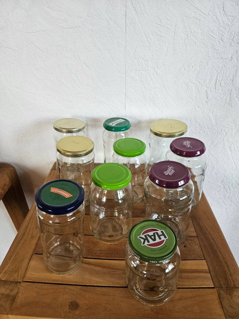 Lot 10 bocaux en verre couvercle en métal (6 lots dispo), Maison & Meubles, Enlèvement, Utilisé, Verre, Récipient(s)