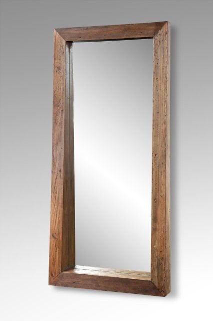 Prachtige grote spiegel in teak hout frame, Huis en Inrichting, Woonaccessoires | Spiegels, Ophalen, Zo goed als nieuw