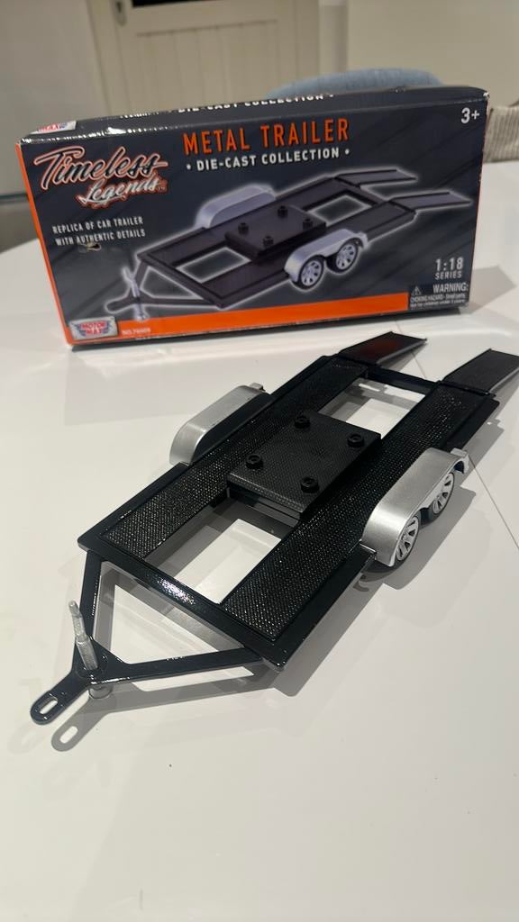 REMORQUE Deux essieux 1/18 Metal etat neuf, Enlèvement ou Envoi, Neuf, Autres types, Motormax
