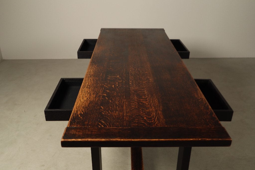 Dining table by Jean Batenburg for MI, Belgium, circa 1969, Huis en Inrichting, Ophalen, Rechthoekig, Eikenhout