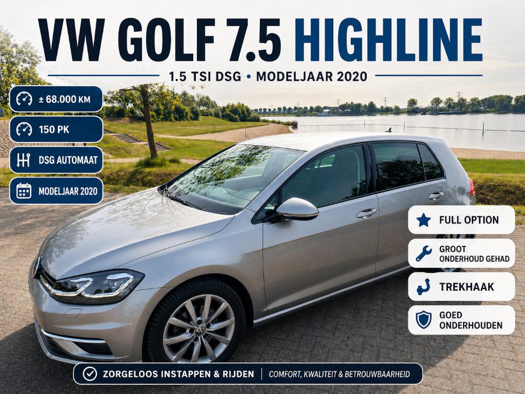VW Golf 7.5 Highline 1.5 TSI DSG 150PK– Full Option, Autos, Argent ou Gris, Achat, Euro 6, 5 portes