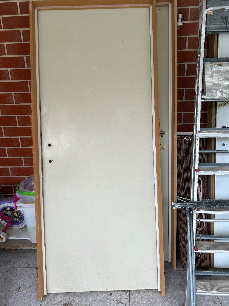 3 binnendeuren met kader (gratis), Enlèvement, 80 à 100 cm, Bois, 200 à 215 cm