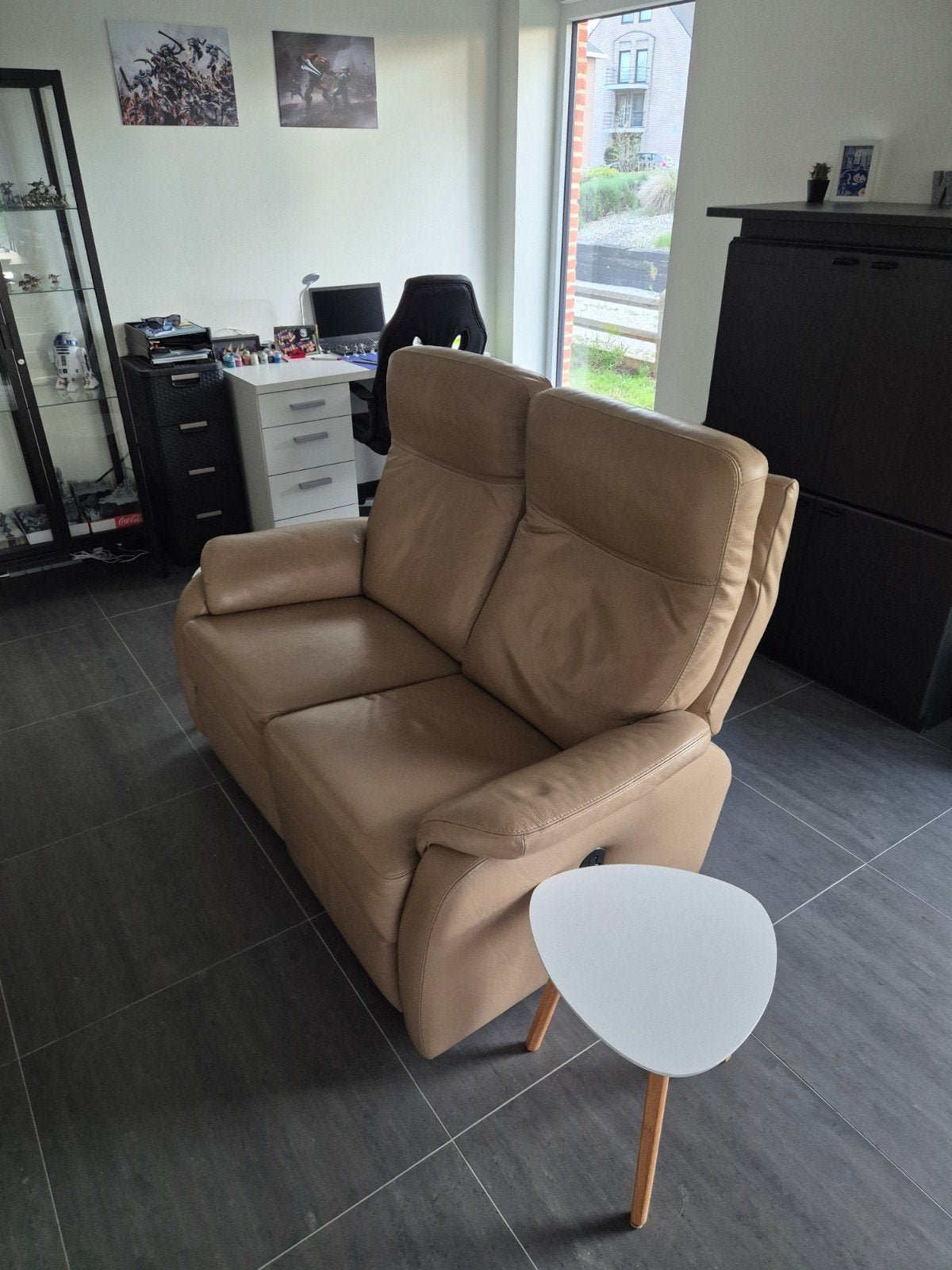 Bruinen 2 persoons relax zetel, 150 cm ou plus, Moins de 150 cm, Banc droit, Comme neuf
