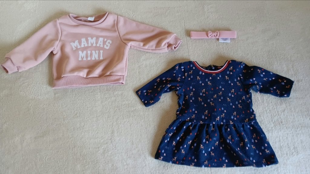 Maat 62  jurk, sweater, haarband, Ophalen, Gebruikt, Meisje