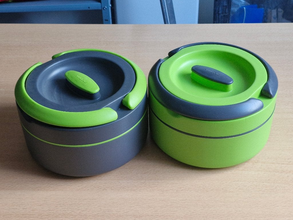 2 Pinnacle thermos schalen / voedselschalen (grijs/groen), Huis en Inrichting, Ophalen, Kunststof, Thermoskan, Zo goed als nieuw