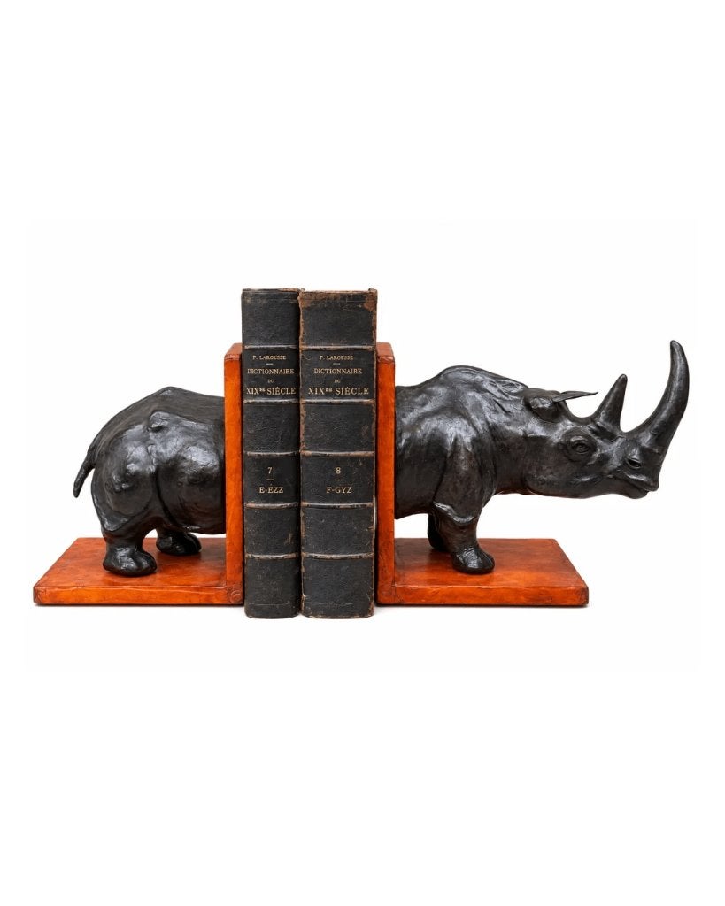 Serre-livres en forme de rhinocéros — pièce unique, Enlèvement, Neuf, Noir, Cuir