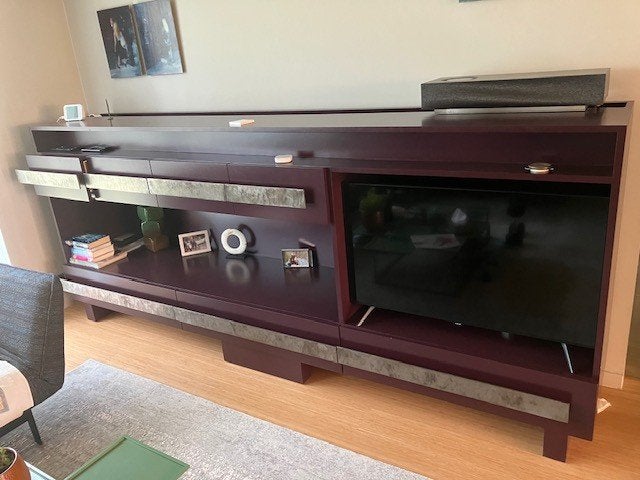 GRATIS 3 meter lange aubergine kleurige  TV kast in MDF, Ophalen, Gebruikt, 100 tot 150 cm, 200 cm of meer