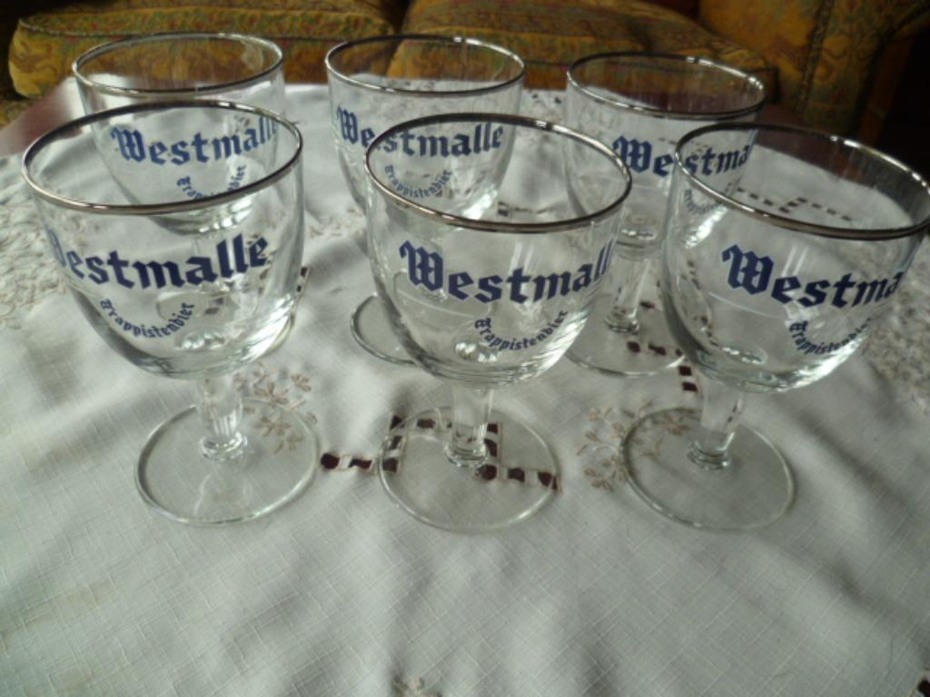6 vieux verres Westmalle, Enlèvement, Neuf, Verre à bière