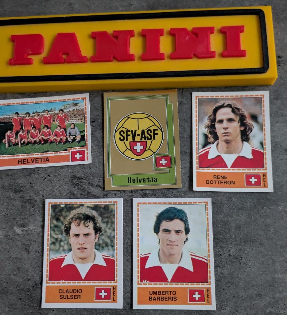 AUTOCOLLANTS PANINI FOOT EUROPA 80 HELVETIA  5 pièces rares, Envoi, Neuf