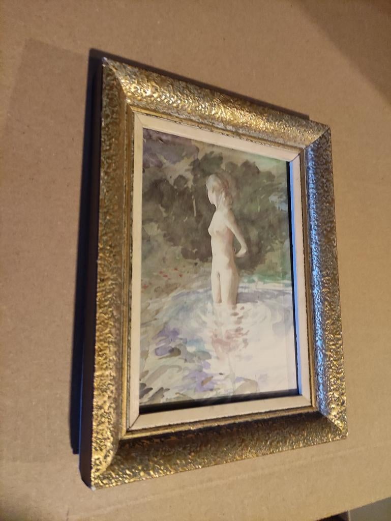 Fraaie prent - naakte vrouw, Ophalen of Verzenden, Prent