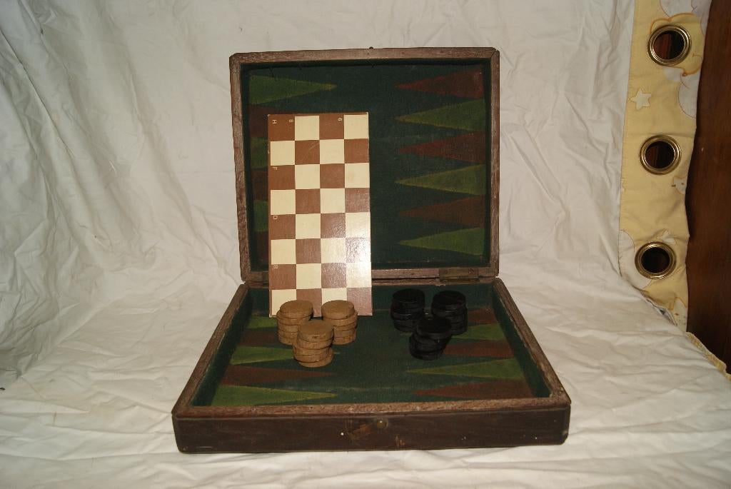 Étui de jeu en bois ancien., Enlèvement ou Envoi
