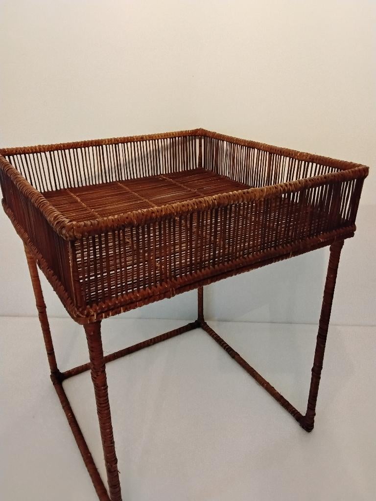 Rotan tafeltjes, Huis en Inrichting, Ophalen, Zo goed als nieuw, Vierkant