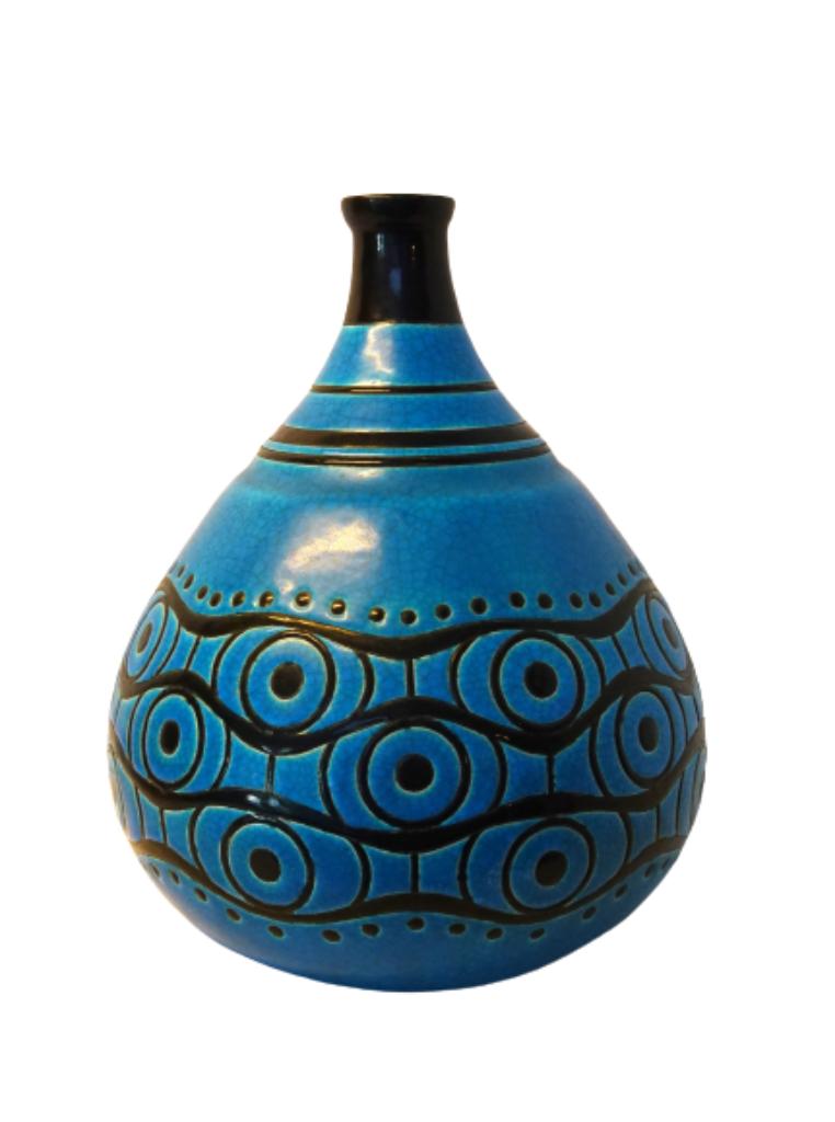 GRAND VASE ART DÉCO EN CÉRAMIQUE LONGWY PRIMAVERA FRANCE, Enlèvement
