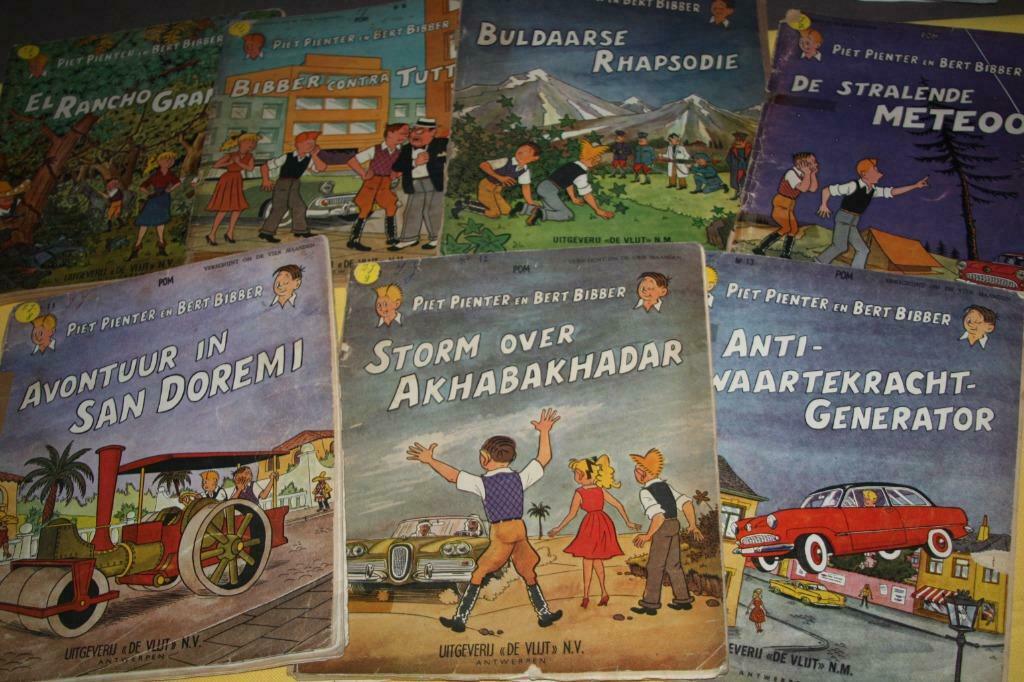 1e druk Piet Pienter en Bert Bibber (zeer slechte staat)8,12, Gelezen, Pom, Ophalen of Verzenden, Meerdere stripboeken