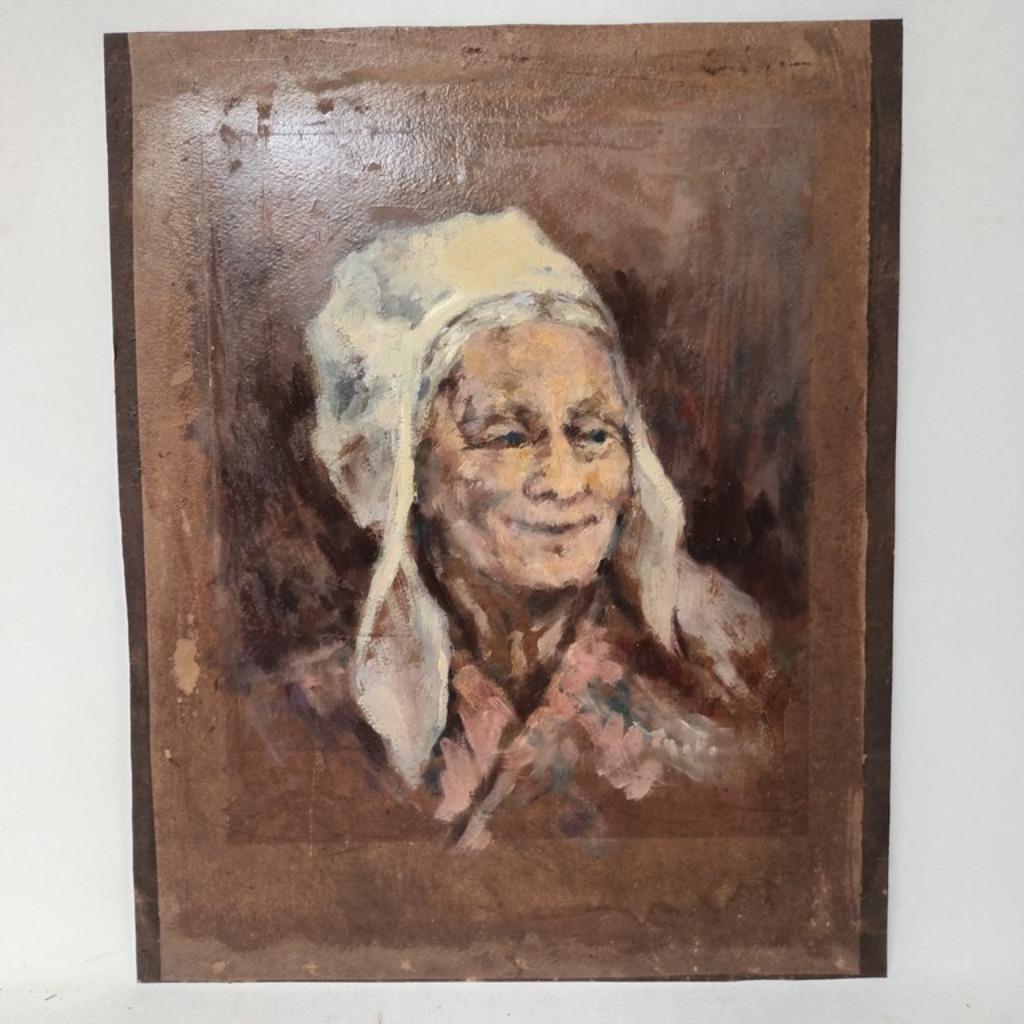 Theo Pomierski (1936-2024) - Olieverf board - "Boerinnetje", Enlèvement ou Envoi