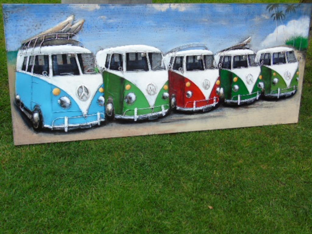 tableau , cadre en métal avec relief , 5 combi VW ., Enlèvement, Neuf