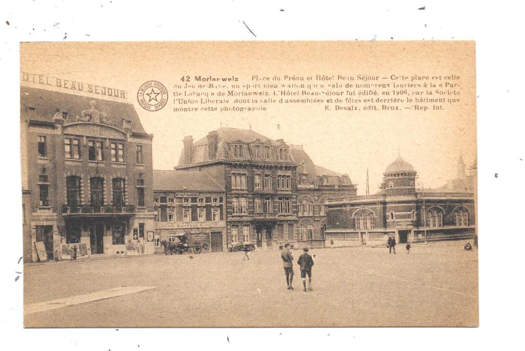 Morlanwelz NA74: Place du Préau en Hotel Beau Sejour, Verzenden, Voor 1920, Ongelopen, Henegouwen