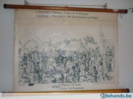 vintage  oude schoolplaten geschiedenis van belgie, Enlèvement ou Envoi
