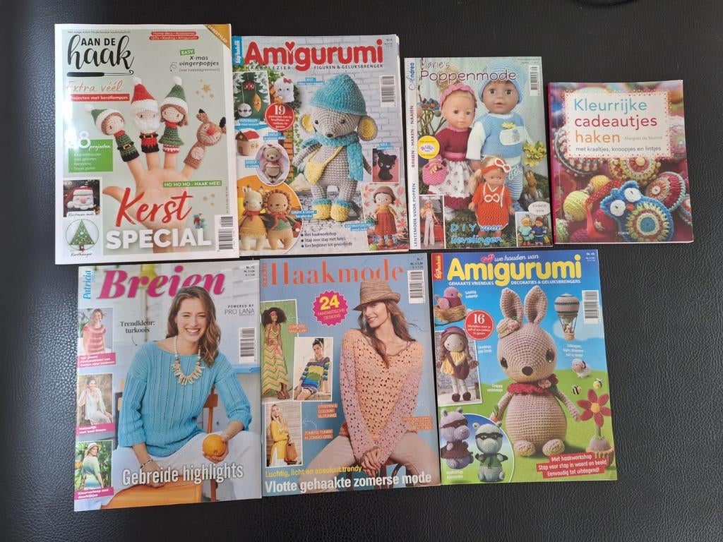 Set van 6 tijdschriften en 1 boek haken en breien als nieuw, Hobby en Vrije tijd, Ophalen of Verzenden, Zo goed als nieuw, Breien