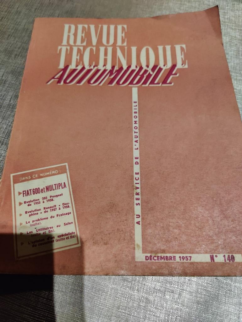 RTA Fiat 600 /Peugeot 203 / Renault dauphine, Enlèvement ou Envoi