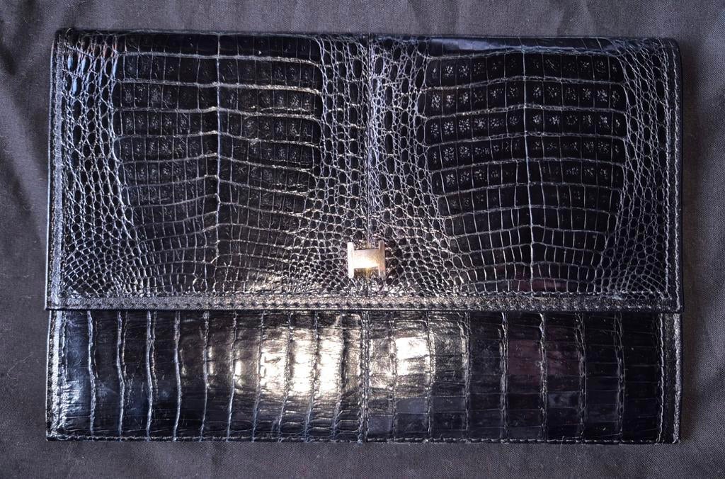 Baby croco antieke clutch, Ophalen of Verzenden