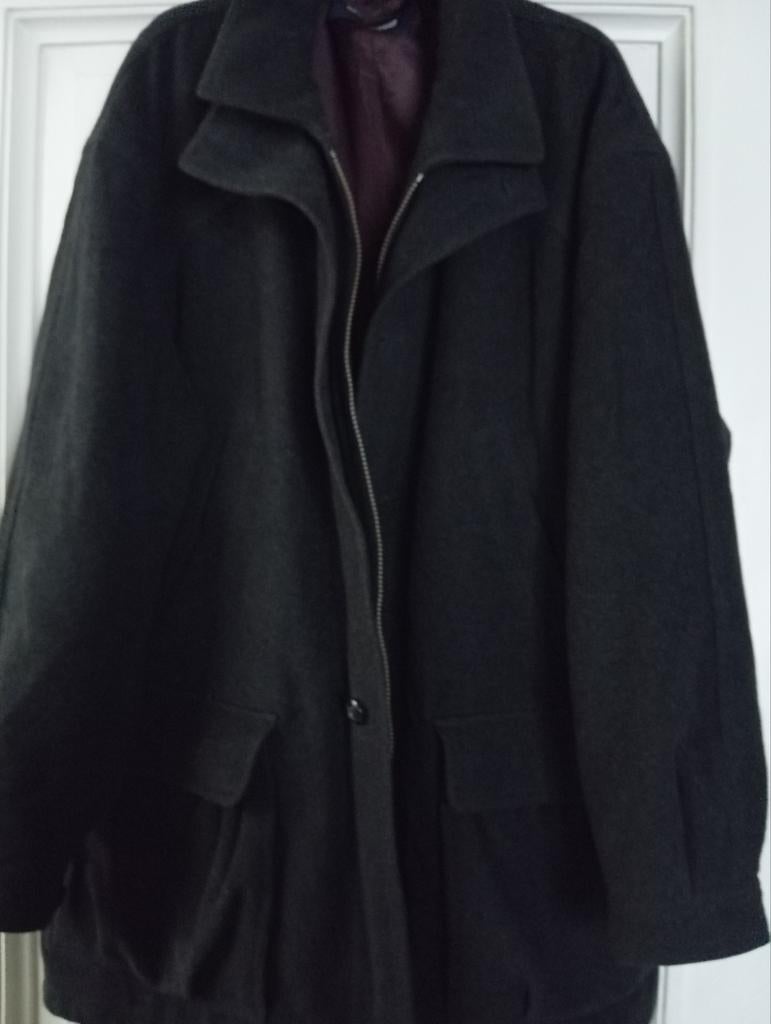BUGATTI donkergrijze wintermantel in 100% schuurwol, maat 56, Kleding | Heren, Ophalen of Verzenden, Maat 56/58 (XL)