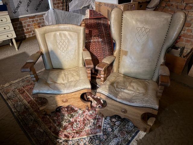 vintage set van leren armstoelen met leerprint, Ophalen
