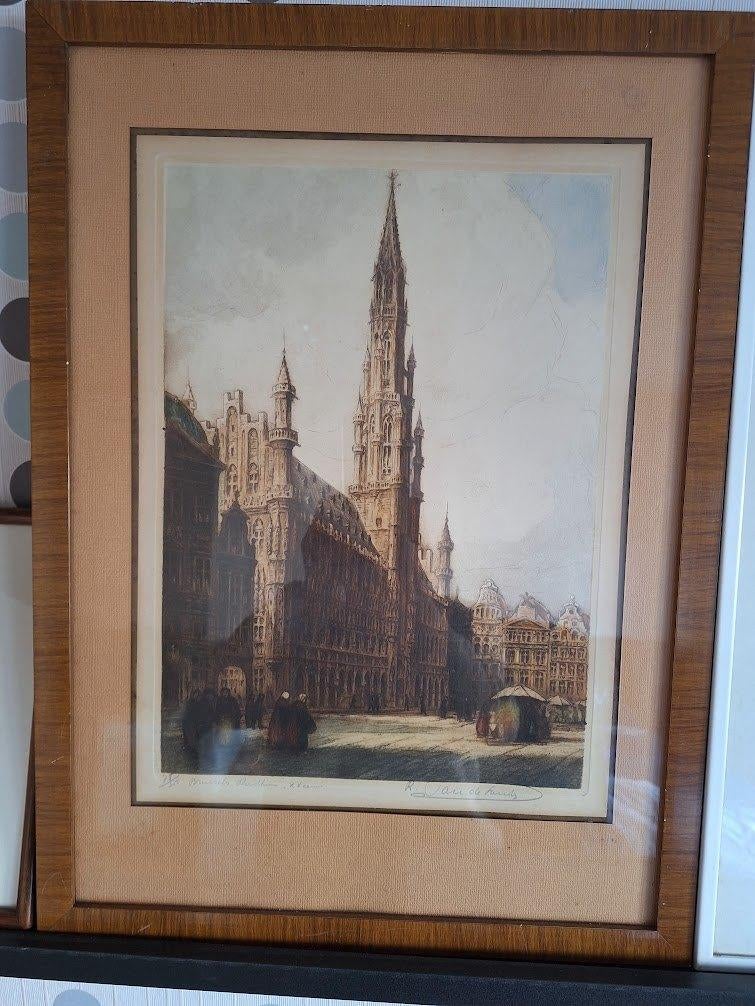 René van de Sande, Hôtel de ville de Bruxelles, XVe siècle, Antiquités & Art, Art | Peinture | Classique, Enlèvement ou Envoi