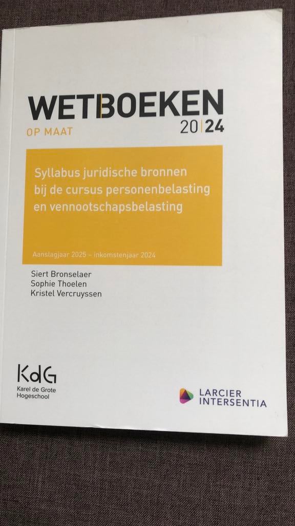 Wetboek 2024 - personen- en vennootschapsbelasting, Ophalen, Intersentia, Zo goed als nieuw, Hogeschool