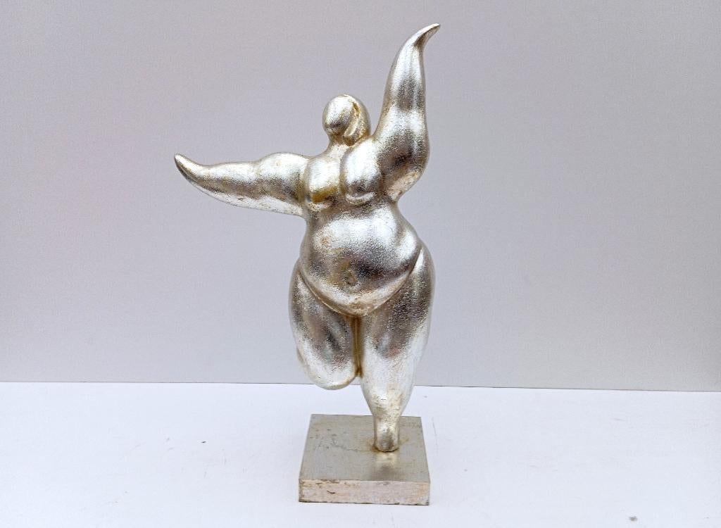 modern beeld sculptuur BOTERO 53 cm hoog zilver, Antiek en Kunst, Ophalen of Verzenden