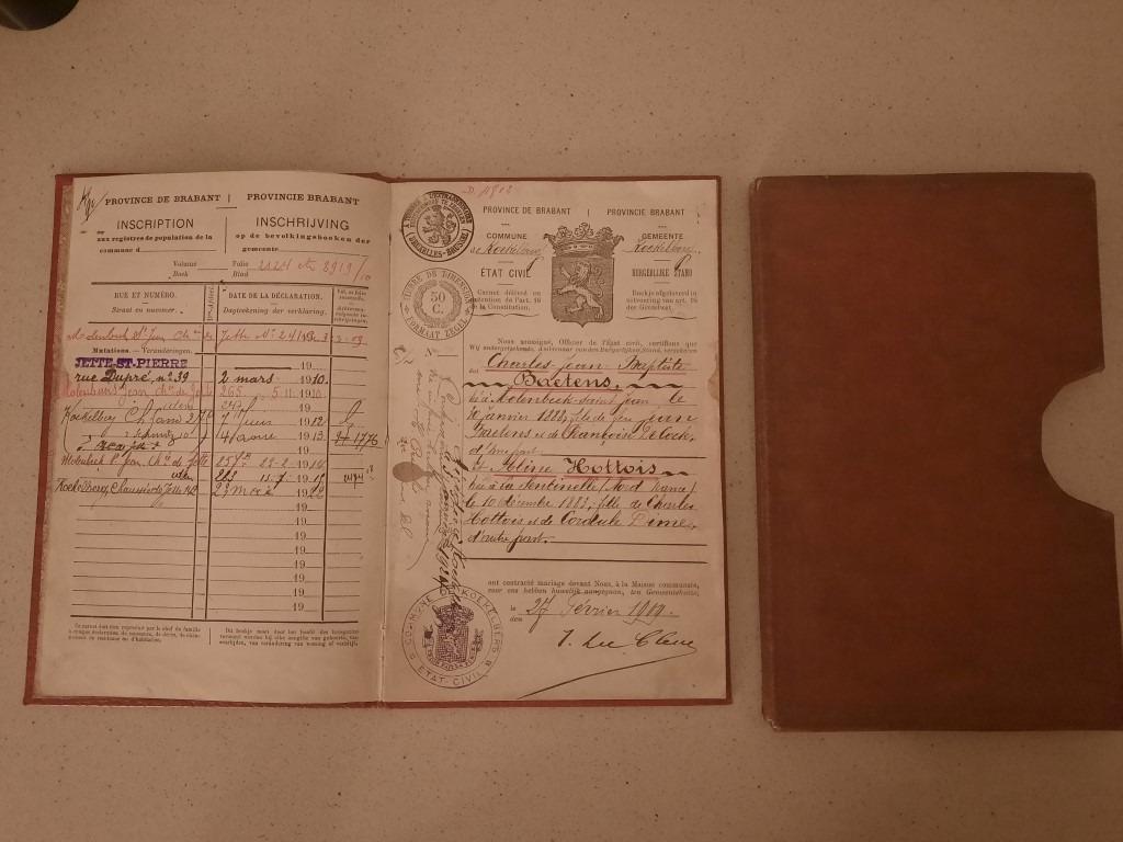 huwelijksboekje 27 februari 1909 Baetens Hottois Koekelberg, Ophalen of Verzenden