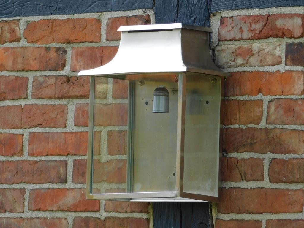 Laatste: Antieke Hotellamp - Messing - Mat Nikkel - Middel, Ophalen of Verzenden