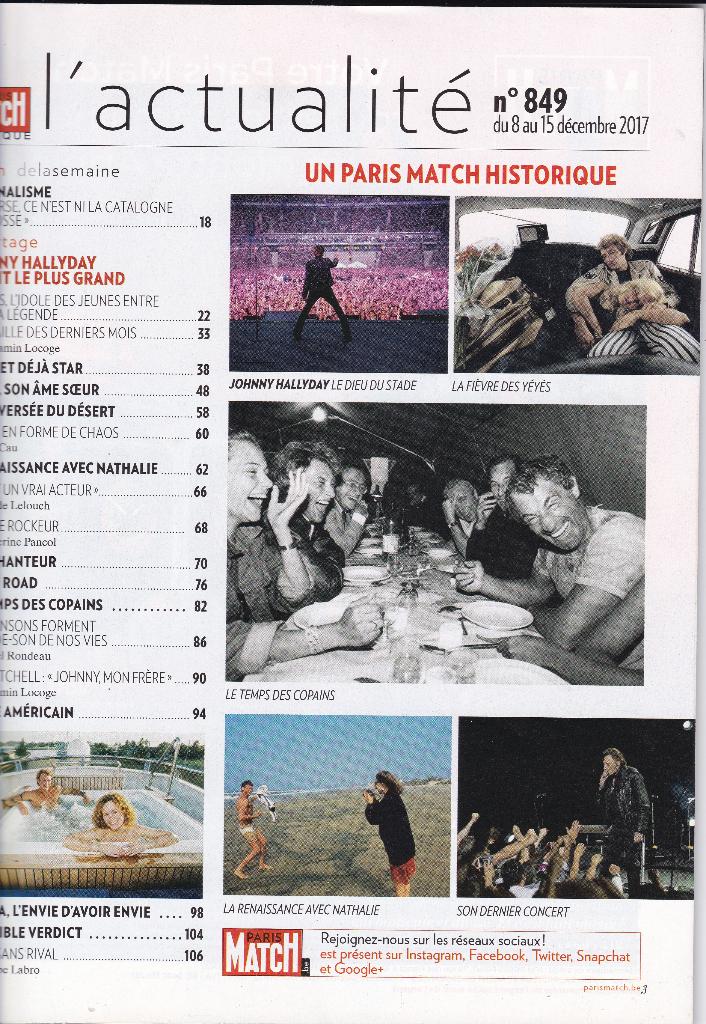 Revue Paris-Match Johnny Hallyday een leven lang: 1943-2017, Boeken, Ophalen of Verzenden, Zo goed als nieuw, Muziek, Film of Tv