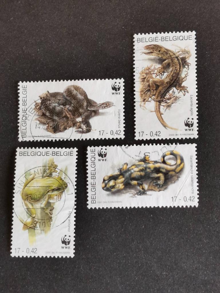 Belgie 2000 - amfibieën en reptielen, Postzegels en Munten, Ophalen of Verzenden, Gestempeld