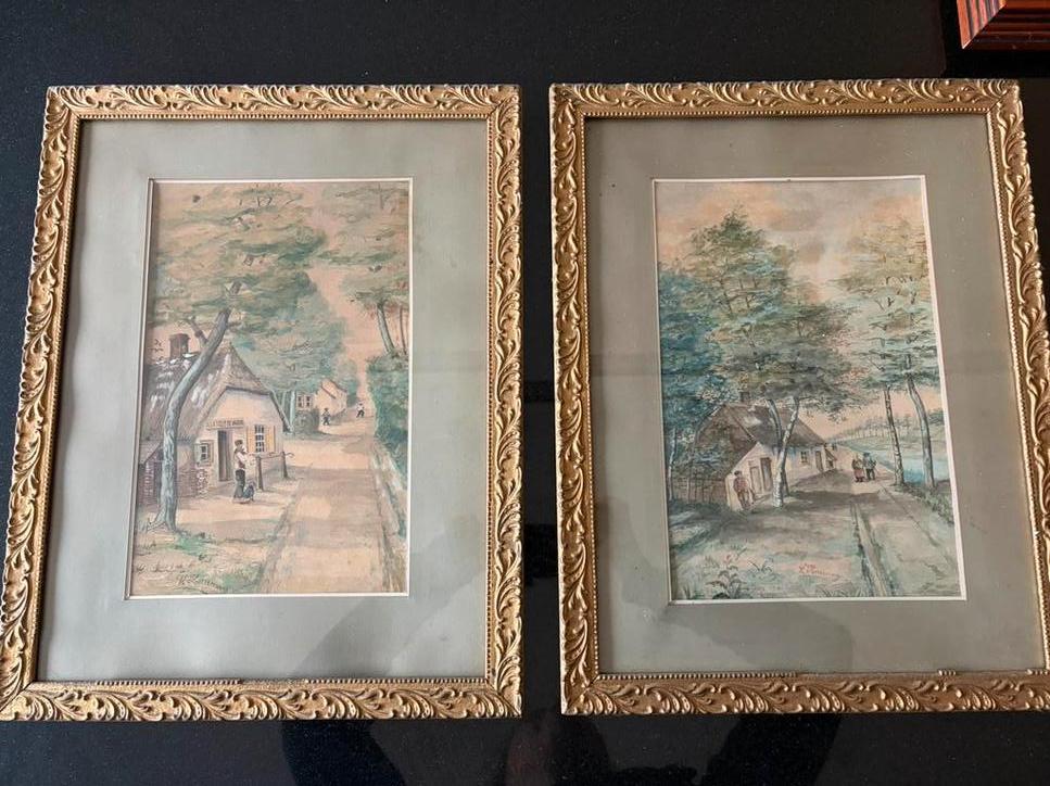 Aquarel schilderijen, Antiek en Kunst, Kunst | Tekeningen en Fotografie, Ophalen