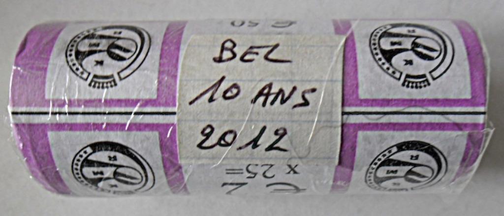 Officiële rol 25 x 2 euro België commemoro 2012 10 jaar €, Verzenden, België, 2 euro, Losse munt