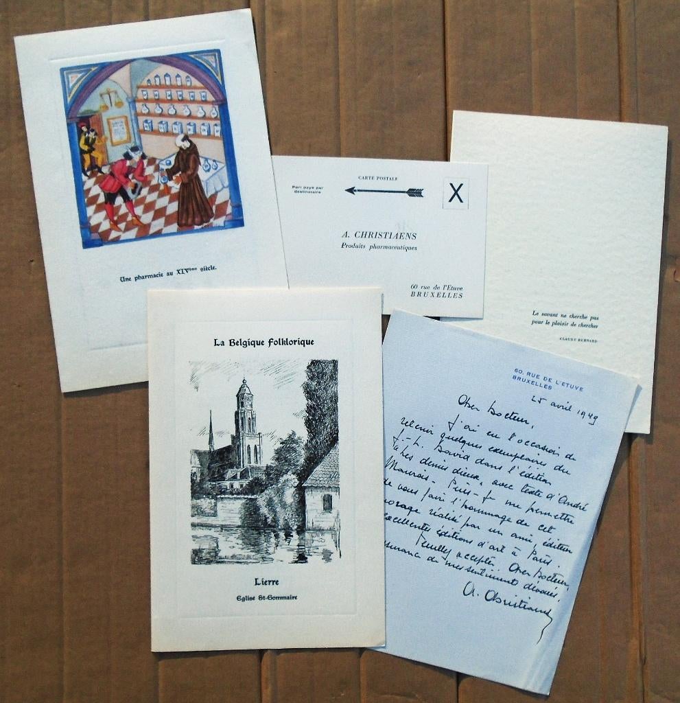 Vijf items farmaceutische publiciteit - circa 1949, Boeken, Catalogussen en Folders, Zo goed als nieuw, Folder, Ophalen of Verzenden