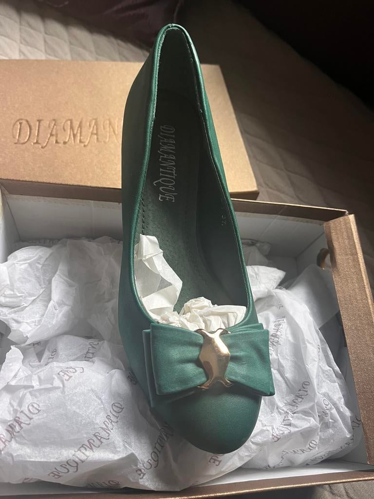 Escarpins Diamantique à talon mi-haut pour femme, bout rond,, Neuf, Enlèvement ou Envoi, Escarpins, Vert