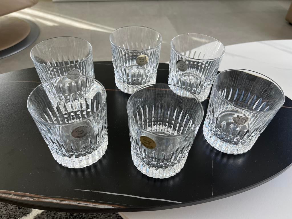 6 whiskyglazen in kristal, Ophalen, Gebruikt